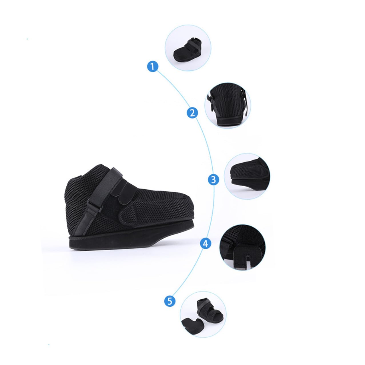 Postoperative Foot Decompression Shoe with Adjustable Toe Support for Broken Toe Stable Ankle Joint Walking Boot Comfortable Insole Size S