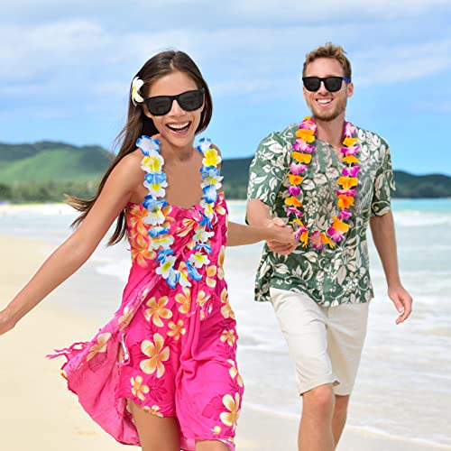 Aodaer 24 Pieces Hawaiian Party Decorations Set Include Hawaiian Leis Luau Garland And Neon Party Sunglasses Hawaiian Flower Garland Necklace Tropical Hula Necklace For Luau Beach Pool Party Supplies #TOP5