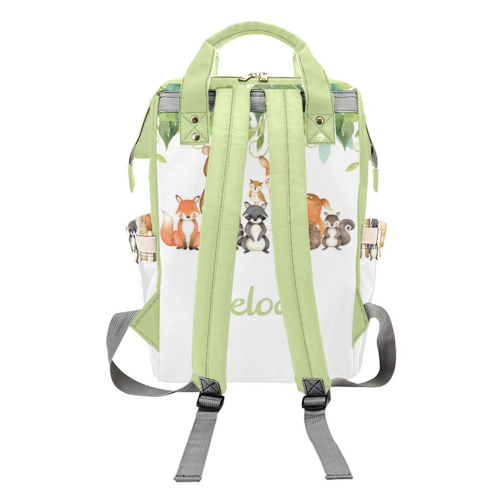 Woodland Animals Forest Personalized Diaper Bag Backpack Tote with Name,Custom Travel Nappy Mommy Bag Backpack