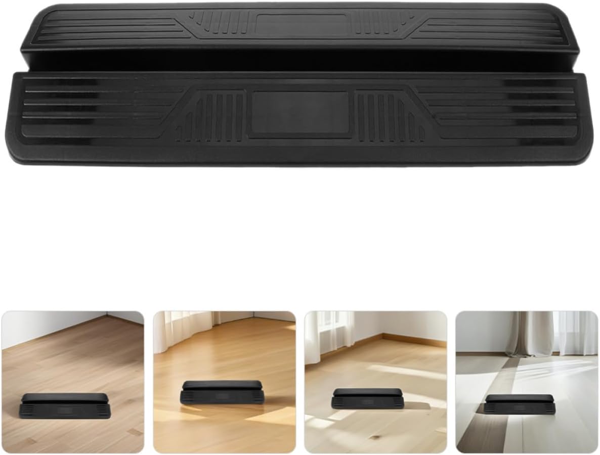 PRETYZOOM 2pcs Dog Gate Threshold Ramps with Support Feet, Black Plastic Pet Safety Ramps for Indoor Door Sills, Suitable for Small to Large Dogs, Anti-Trip Design for Home and Safety