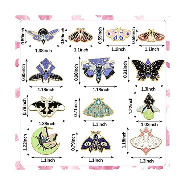 13 Pieces Enamel Pins Butterfly Moth Backpack Pins Jackets Clothes Insect Girls Pins for Backpacks Cool Lapel Pin Steampunk Badge Small Pins for Women, as pictures shown, enamel Metal - Image 3