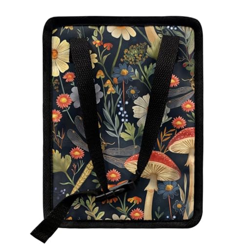 Image of Talayituse Mushroom Dragonfly Daisy Print Car Trash Can with Lid, Leak Proof Auto Trash Bag Hanging Vehicle Garbage Can Multipurpose Storage Container for Back Seat Road Trip