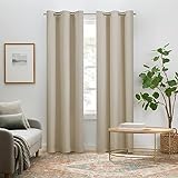 Eclipse Pembroke 100% Blackout, Faux Linen Grommet Window Curtains, 84 in Long x 42 in Wide, Thermal Insulated and Noise Reducing Curtains for Living Room, Bedroom, 2 Curtain Panels, Linen
