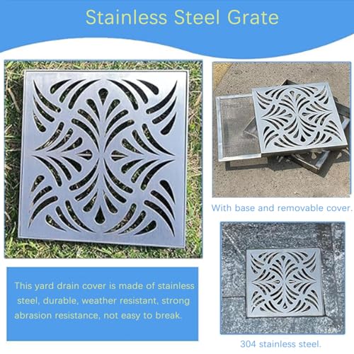 Decorative Floor Drain, Square Pattern, Anti-Corrosion and Durable for Garden and Basement Drainage Systems miniatura 5
