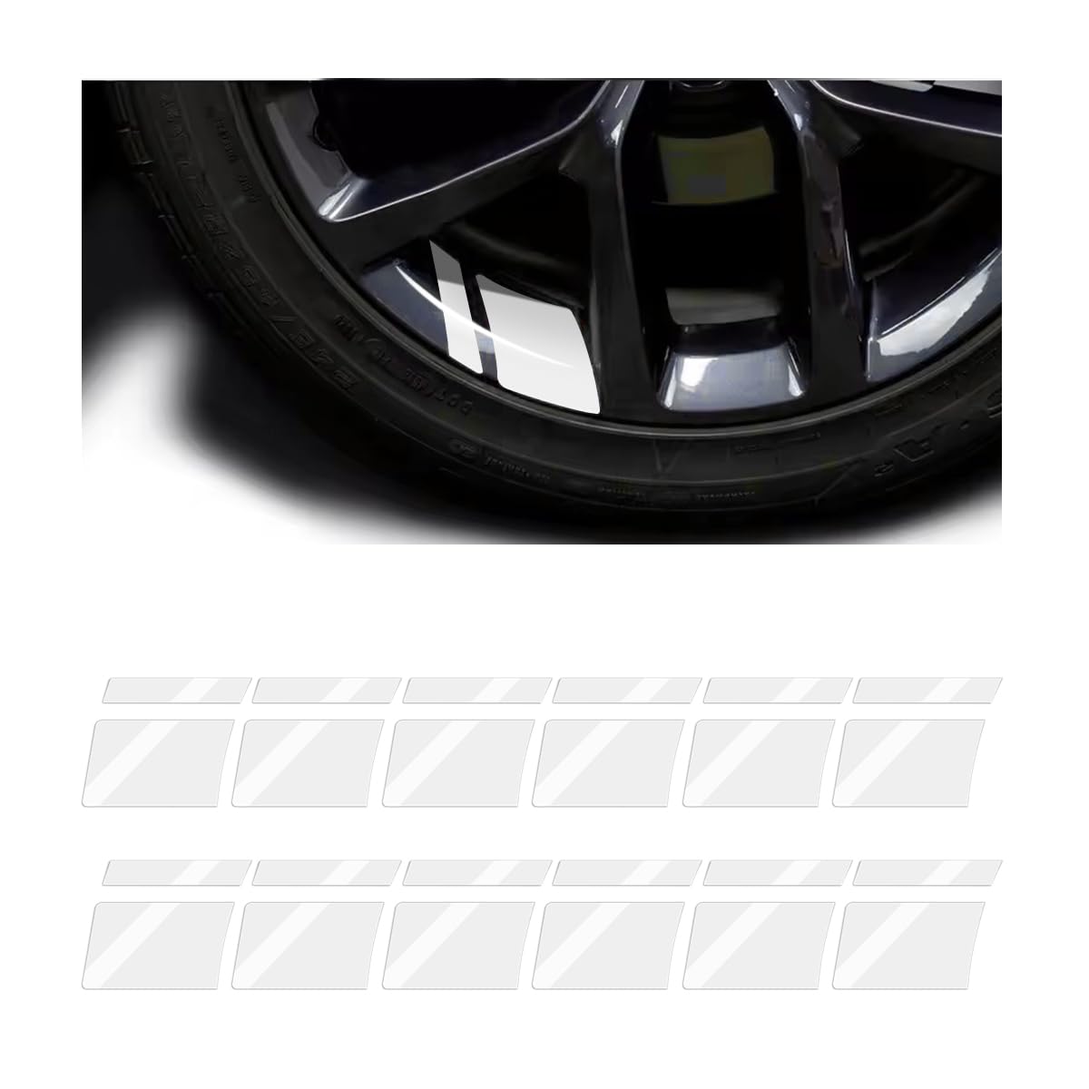 Mandark 12PCS Car Wheel Rims Decal Stripes, Reflective Vehicle Tire Rim Stickers for 18-21 Inch Wheels, Safety Auto Exterior Hash Stripe Sticker Decoration, Universal for SUV, Truck, RV (White)