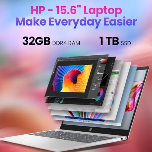 Image of HP 2026 Touchscreen Laptop Computer for Student & Business, 32GB RAM 1TB SSD Windows 11 Pro, Intel Core i3-1315U (Up to 4.5GHz), 15.6 inch LED, Copilot AI, Numeric Keyboard, Type-c, Patented KB Kit