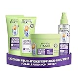 Garnier Feuchtigkeitsauffüllendes Haarpflege-Set für alle Arten von Locken mit Shampoo, Spülung, Haarmaske, Spray, Fructis Lockenmethode, 4-teilig