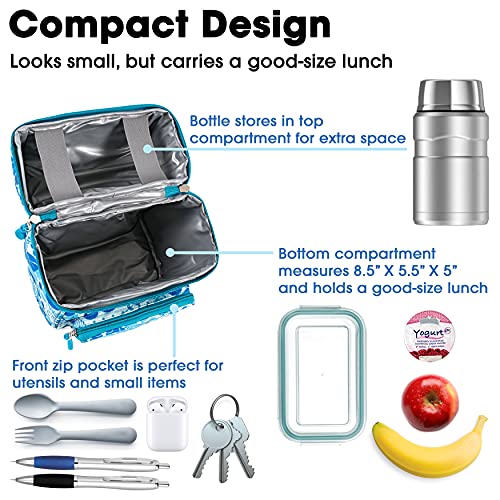 Image of J World Corey Kids Lunch Bag. Insulated Lunch-Box for Girls, Women, Blue Vine