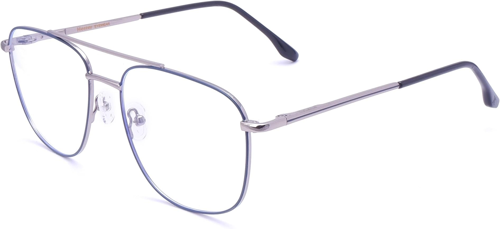Square Shape Computer Glasses for Men & Women Zero Power Blue Cut Metal Frame, UV Protection with Anti Glare, Lightweight Navigator Frame with Spring Hinges