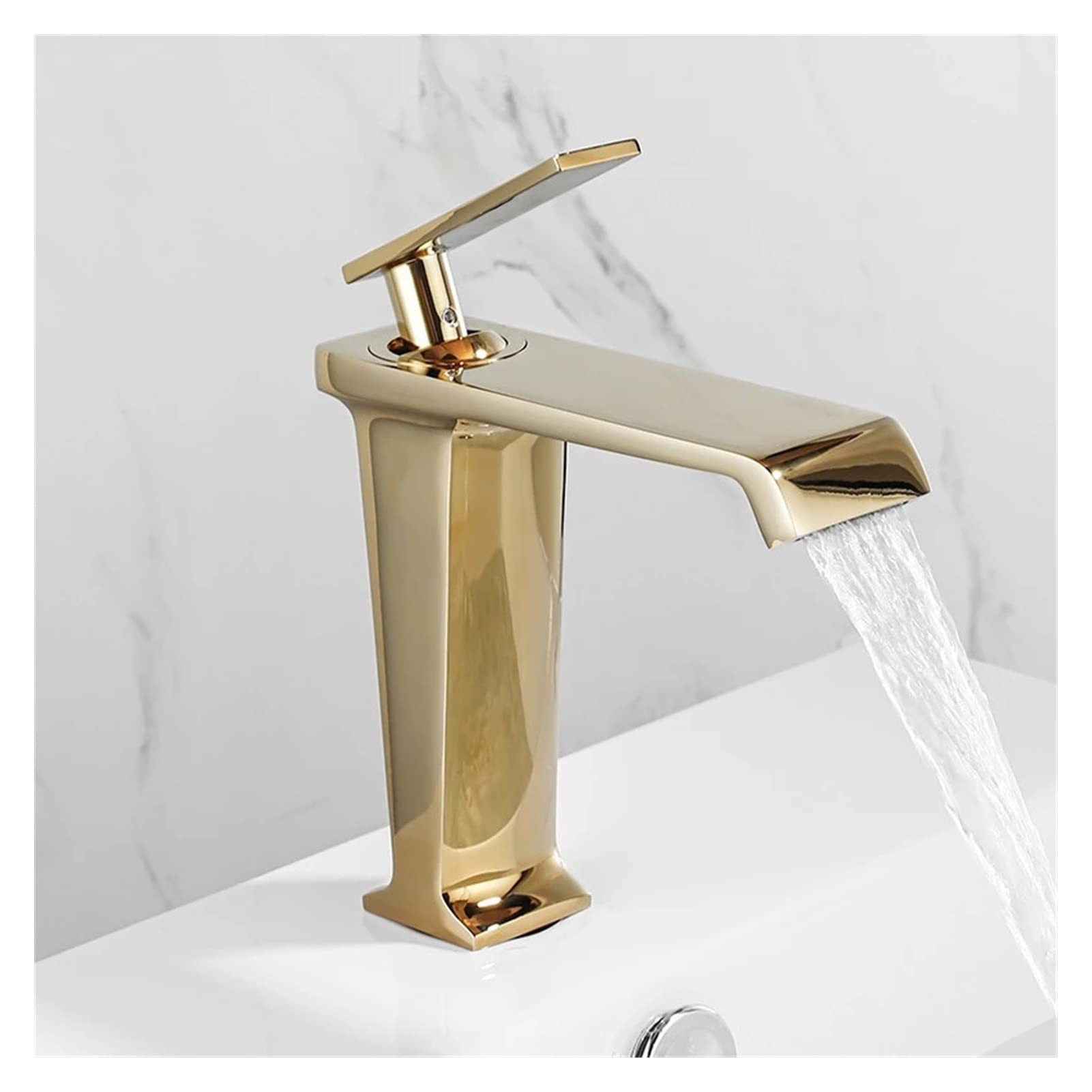 Robinet de lavabo de salle de bain mitigeur eau chaude et froide noir et or gold