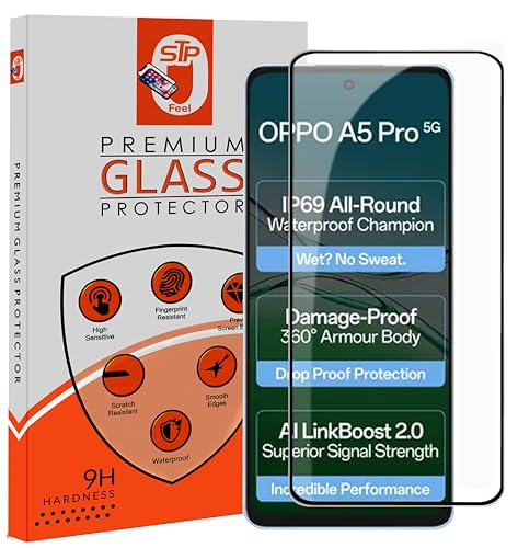 Image of Premium Tempered Glass Screen Protector Guard Compatible For Oppo A5 Pro 5G (6.67 Inch, Pack of 1) | Edge to Edge Coverage With Easy to installation kit for Smartphone