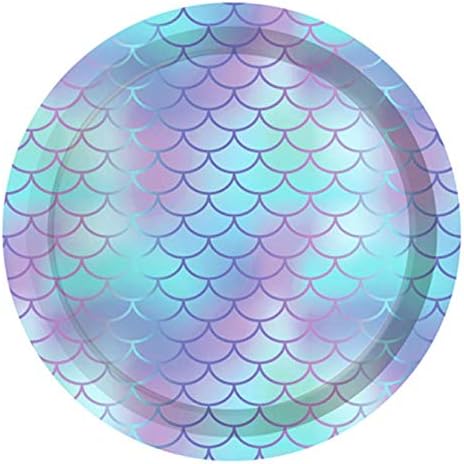Anor Wishlife 24pcs Sparkle Mermaid Party Plates,Mermaid Paper Plates
