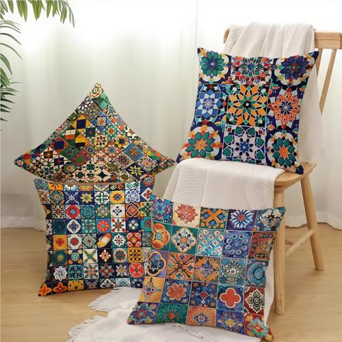 Housse de coussin 50x50cm en velours géométrique avec fermeture invisible