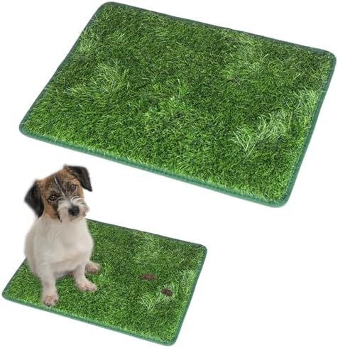 2PCS Inodoro Reutilizable para Perros,Alfombra de césped Artificial:46cm*58cm, Almohadillas de Entrenamiento con césped para balcón, terraza y jardín Interiores y Exteriores para Perros (Verde 1, S)