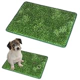 2 Stück Kunstrasen Hundeklo Balkon, Hundetoilette Ersatzrasen Waschbar Welpentoilette Rasenteppich Welpen Rainingsunterlage Rasen Training Pee Pads für Kleine Hunde(58,5*46cm) (Grün 1)