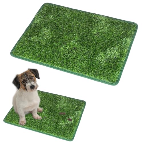 2PCS Lettiera riutilizzabile per cani,tappeto erboso artificiale 46cm*58cm, tappetino per allenamento per cani,lavabile, tappetino per cani per cane balcone, terrazza, giardino (Verde 1, M)