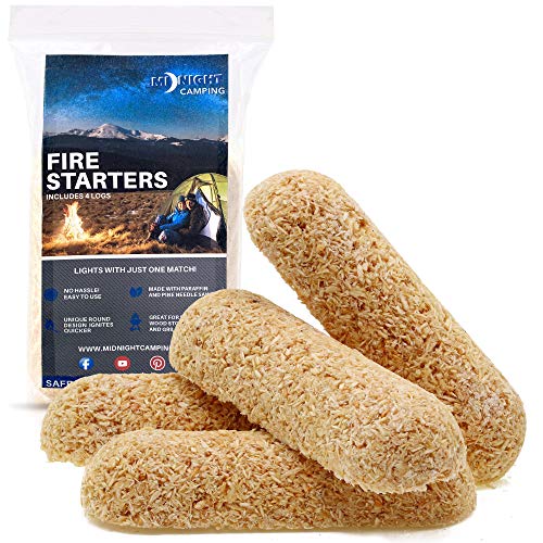 Fire Starter Logs | Unique Round Design for Quicker Lighting Than Sticks | FREE E-BOOK | Wood Firestarters for Campfires, Kindling Outdoor Fire Pit, Indoor Fireplace Starters, BBQ Grills & Wood Stove