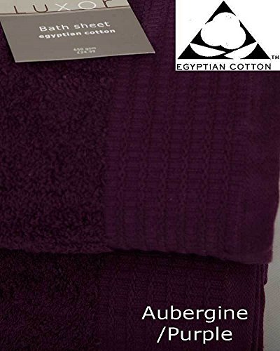 viceroy bedding Pair of JUMBO PURPLE/AUBERGINE Prestige 'Luxor' Egyptian Cotton Towels 650gsm Bath Sheets HUGE SIZE 180cm x 100cm Towel