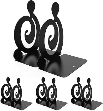 4 Pair Book Ends, Metal BookEnds Heavy Duty bookend Black 4 Pair