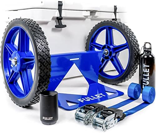 FULLET Cooler Wheel Kit for Yeti & RTIC Cooler Carts - 12 Inch Wheels & Ratchet Straps for Coleman Ice Chest – Universal Heavy Duty RTIC/Igloo Wheel Kit with Cooler Accessories for Camping & Beach