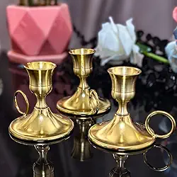 Castiçal cônico para castiçal castiçal de latão dourado vintage castiçal para lareira festa jantar casa (andles não incluídos)