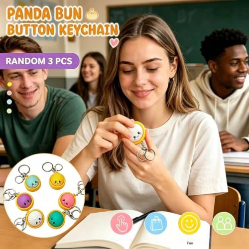Pocket-Sized Dumpling Keychain with Clickers – Mini Dumpling Squishy Toy, Crisp Click Sounds, Squeeze & Click for Stress Relief, Great Fidget for Adults, Students, Office, 3PCS. - Image 5