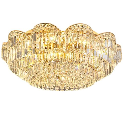 Plafonnier cristal doré luminaire haut de gamme pour salle à manger
