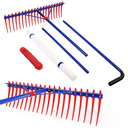 YIVIKPE Rastrillo acuático Extra Grande y Resistente con Dientes Largos para Lagos y estanques, 11 pies