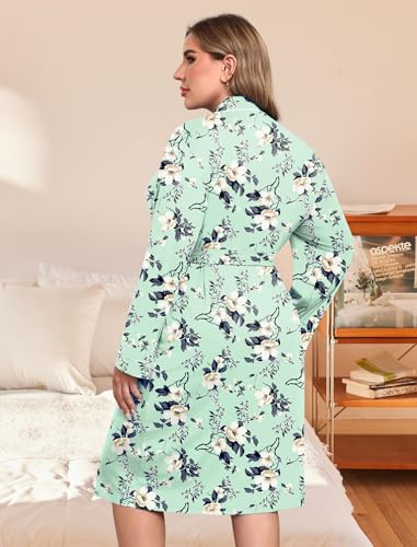 Image of Ekouaer Plus Size Robes for Women Soft Bathrobe V Neck Soft Maternity Robe