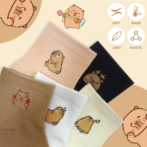 IETWATE Capybara Lot de 10 paires de chaussettes douillettes pour enfants Capibara - Chaussettes amusantes pour femme - 35-38 - Motifs Capybara - Chaussettes amusantes - Cadeau pour femme et enfant – vue 4