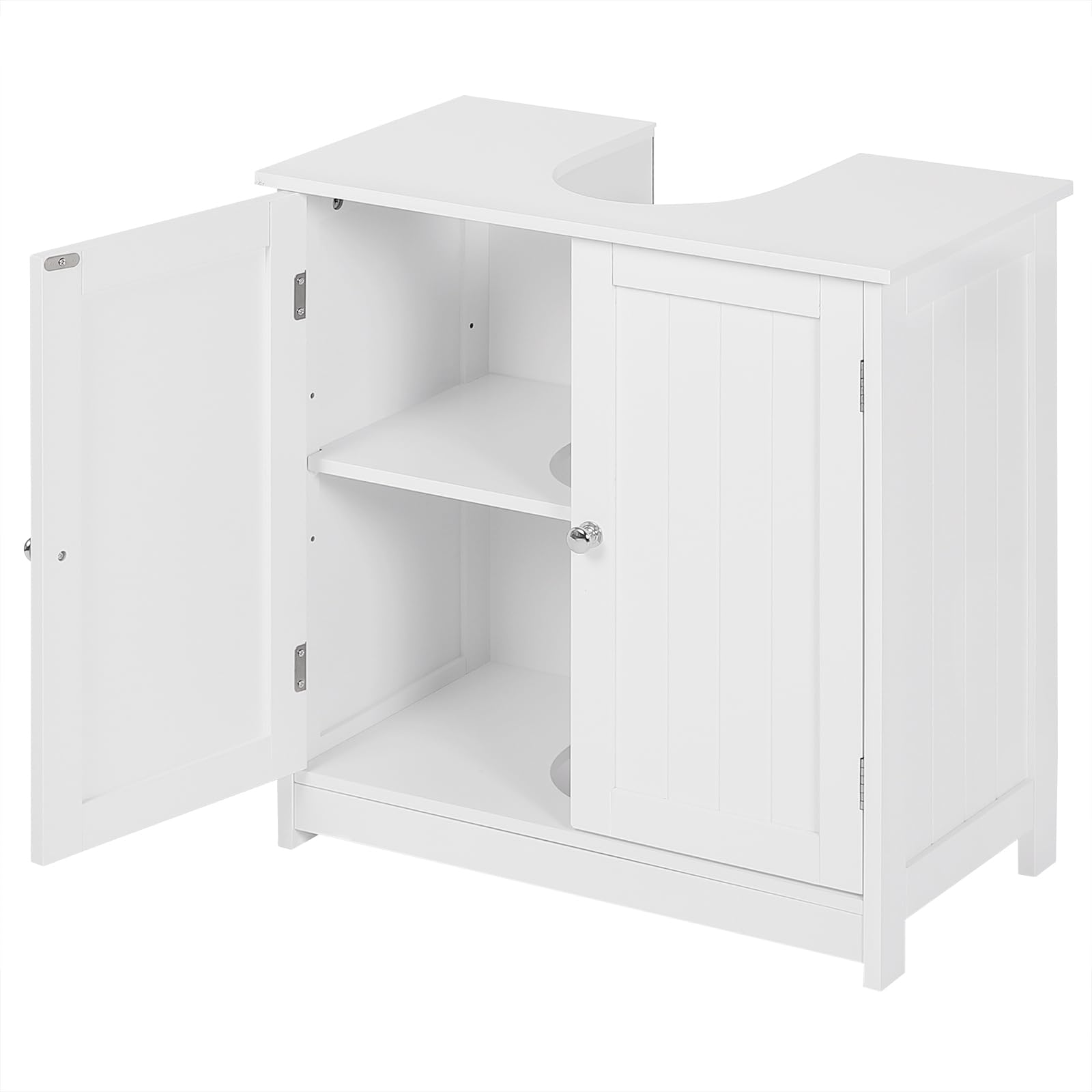 eSituro Waschbeckenunterschrank, Unterschrank, Waschtischunterschrank, Badezimmerschrank mit 2 Türen Badschrank aus MDF weiß 60 x 60 x 30 cm,Landhausstil