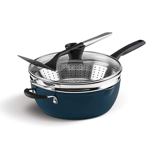 Cuisinart Preferred Pan 4-Pc Set - Nouveau Navy (4.5 Qt. Multi-Purpose Pan w/Cover, Steamer, Slotted Turner) - Nouveau Navy
