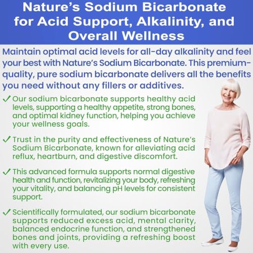 Image of Nature's Sodium Bicarbonate Organic Use Aluminum Free Baking Soda. No Chemical Pure Baking Soda Powder For Health & Wellness. Sodium Bicarbonate 1lb