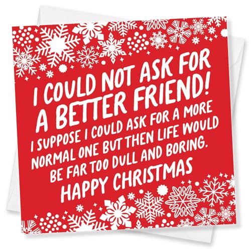 Punkcards - Funny Christmas Card for Friend, I Could Not Ask for a Better Friend, Humorous Xmas Card for Women & Best Friends