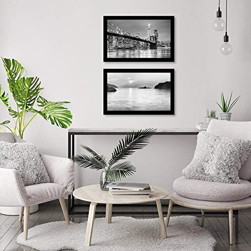 Image of Americanflat 8.5x14 Picture Frame with Shatter-Resistant Glass - Set of 2 - Signature Collection - Gallery-Style Frames Made of Engineered Wood - Picture Frames for Wall Display - Black