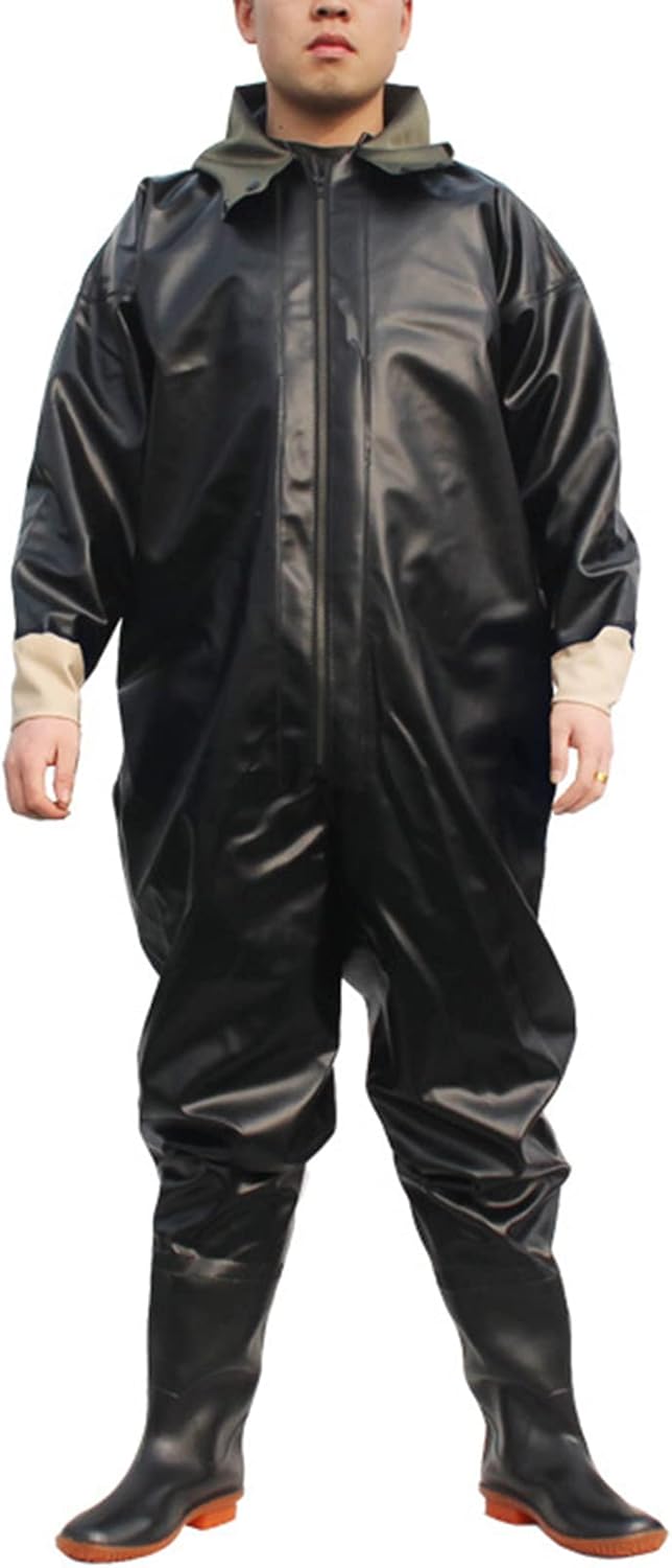 SCYDAO 1Mm Full Body Fishing Waders for Men Hooded, Stockings Foot Wader Breathable Zipper One Piece Wading Pants