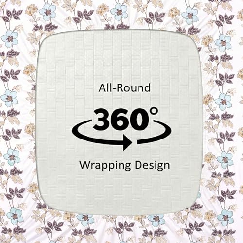 Image of VAS COLLECTIONS Cloud Cotton Fitted King Size Bedsheet (72x78 Inch) with 2 Pillow Covers | All-Round Elastic | Cotton Feel | Fits 8 Inch Mattress | 200-220 TC Printed Bed Sheet Set (Aqua White)