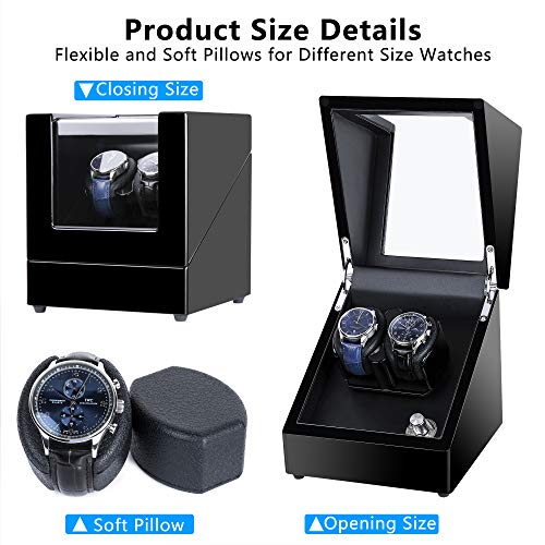 Kalawen Doulble Watch Winder for 2 Automatic Watches with 5 Rotation Mode Setting, Super Quiet Motor, Adjustable Watch Pillow for Men’s and Lady’s Automatic Watches - Thumbnail 5