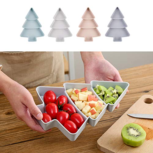 Tofficu Creative Christmas Tree Shape Serving Platter Fruit Plate Household Plastic Nuts Snacks Plates Portable Dishes Serving Tray For Xmas Holiday Party (White) #TOP4