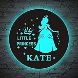 Puissance: 5.0 watts SOULSIS Lampe LED en bois petite princesse personnalisée avec décor de nom Cadeau d\'amour de veilleuse LED colorée pour les filles Cadeau de Noël gravé sur mesure
