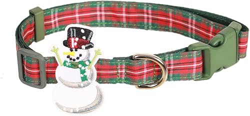 Collares de invierno para perros con diseño de copo de nieve de Navidad con bonita decoración de gnomo Gonk, collar ajustable para perros medianos y