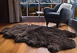 Super Area Rugs Genuine Large Sheepskin Rug 4X6 Fluffy & Soft Area Rug, Brown, Quarto