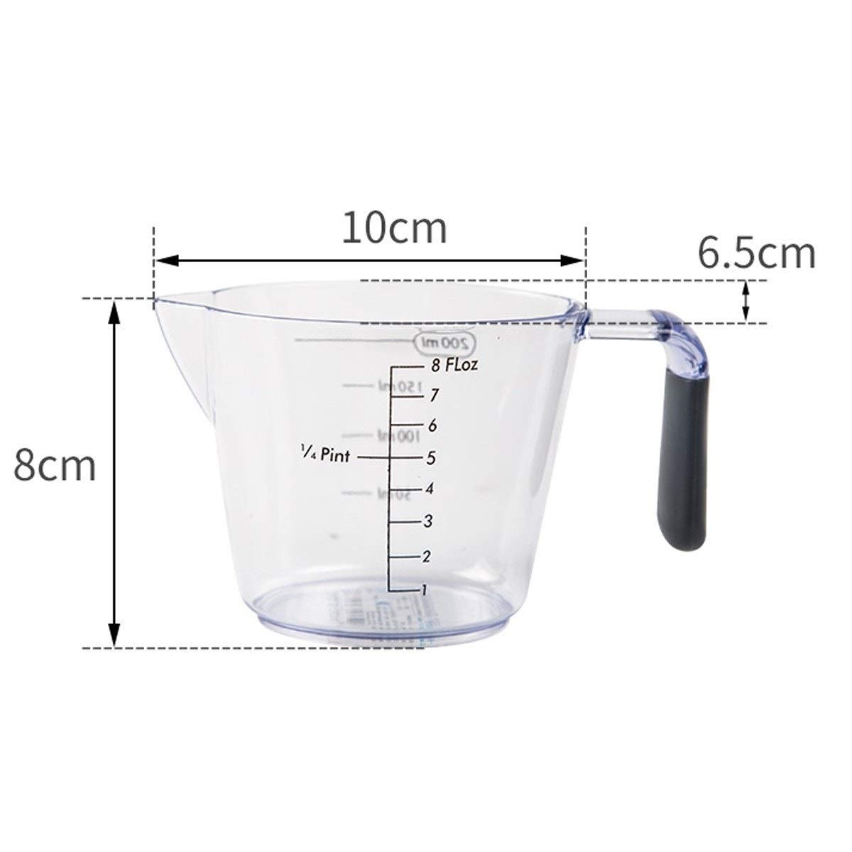Autocollant Mural Tasse à mesurer-Tasse à mesurer en Plastique, Tasse à mesurer en résine, Tasse avec échelle avec Outil de poignée (Taille : 200 ML) (200 ML)