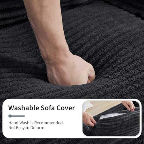 Sillón Modular Esquinero Peluche Negro miniatura 3