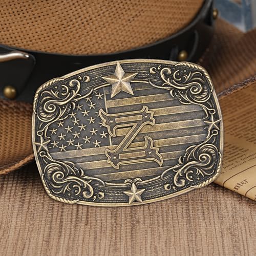 Image of Western Belt Buckle for Men Women Initial Letter A to Z Cowboy Belt Buckle Texas Buckle hebillas vaqueras para hombre