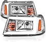 AmeriLite for 2001-2011 Ford Ranger LED Tube Chrome Replacement Headlights w/Corner Lamp Set - Passenger and Driver Side