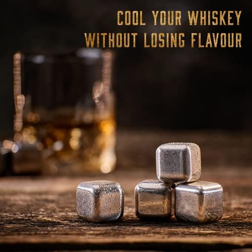 Whisiskey - Zestaw kamieni do whisky  12 kamieni do whisky ze stali nierdzewnej, korek do butelki i szczypce  prezenty dla mężczyzn  kostki lodu wielokrotnego użytku  prezent dla mężczyzn