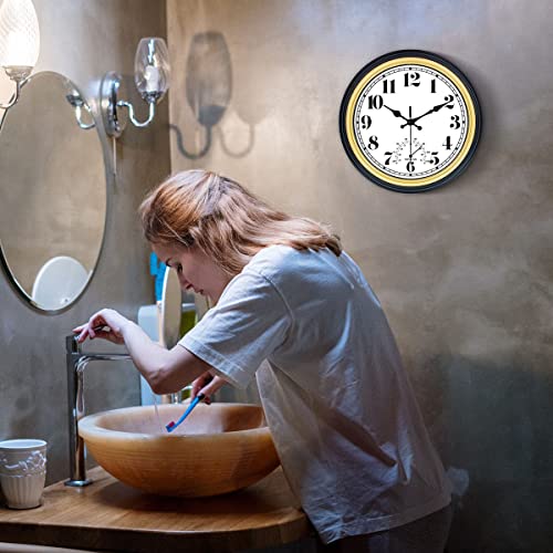 45Min 12 Inch Indoor/Outdoor Retro Round Waterproof Wall Clock With Thermometer, Silent Non Ticking Battery Operated Quality Quartz Wall Clock Home/Patio Decor #TOP6
