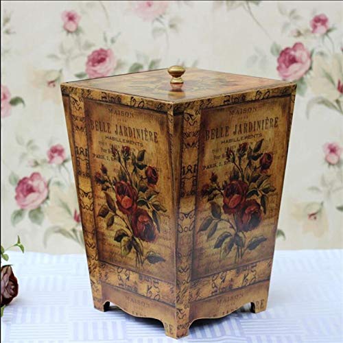Zoavash Poubelle Couverte en Bois Ménagère/Poubelle Rétro/Bac De Rangement Hyococ (Color : B)