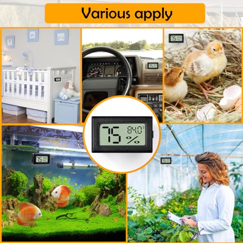 image for BSRESIN 2 PCS Rectangle Reptile Thermometer and Humidity Gauge for Bea
